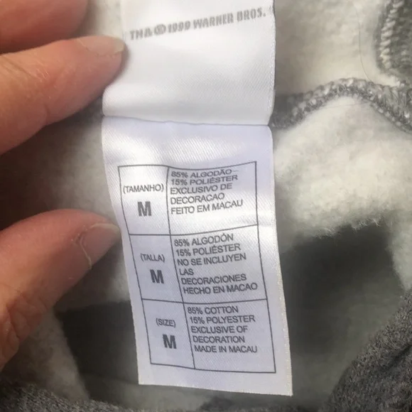 Warner Bros Looney Tunes Embroidered Hooded M/L Sweatshirt - Picture 8 of 8